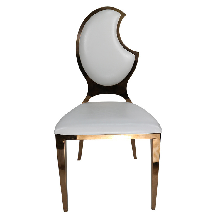 China Cheap Round Oval Back Stainless Steel Gold Chair For Wedding Church Banquet Dining Chair