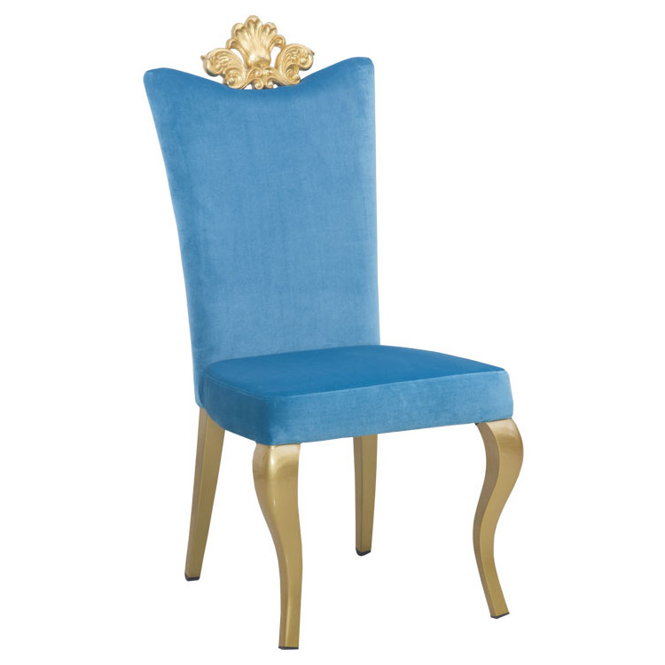 Wholesale Modern Blue Dinning Chairs Arm Rest Fabric Upholstered Accent Chair Hotel Restaurant Dining Chair