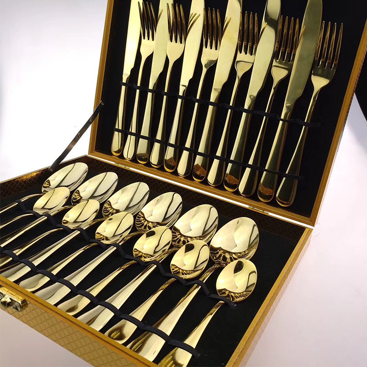 Stainless Steel Knife Fork And Spoon Cutlery Set Party Event Wedding Serving Matte Gold Plated Silverware Flatware Sets