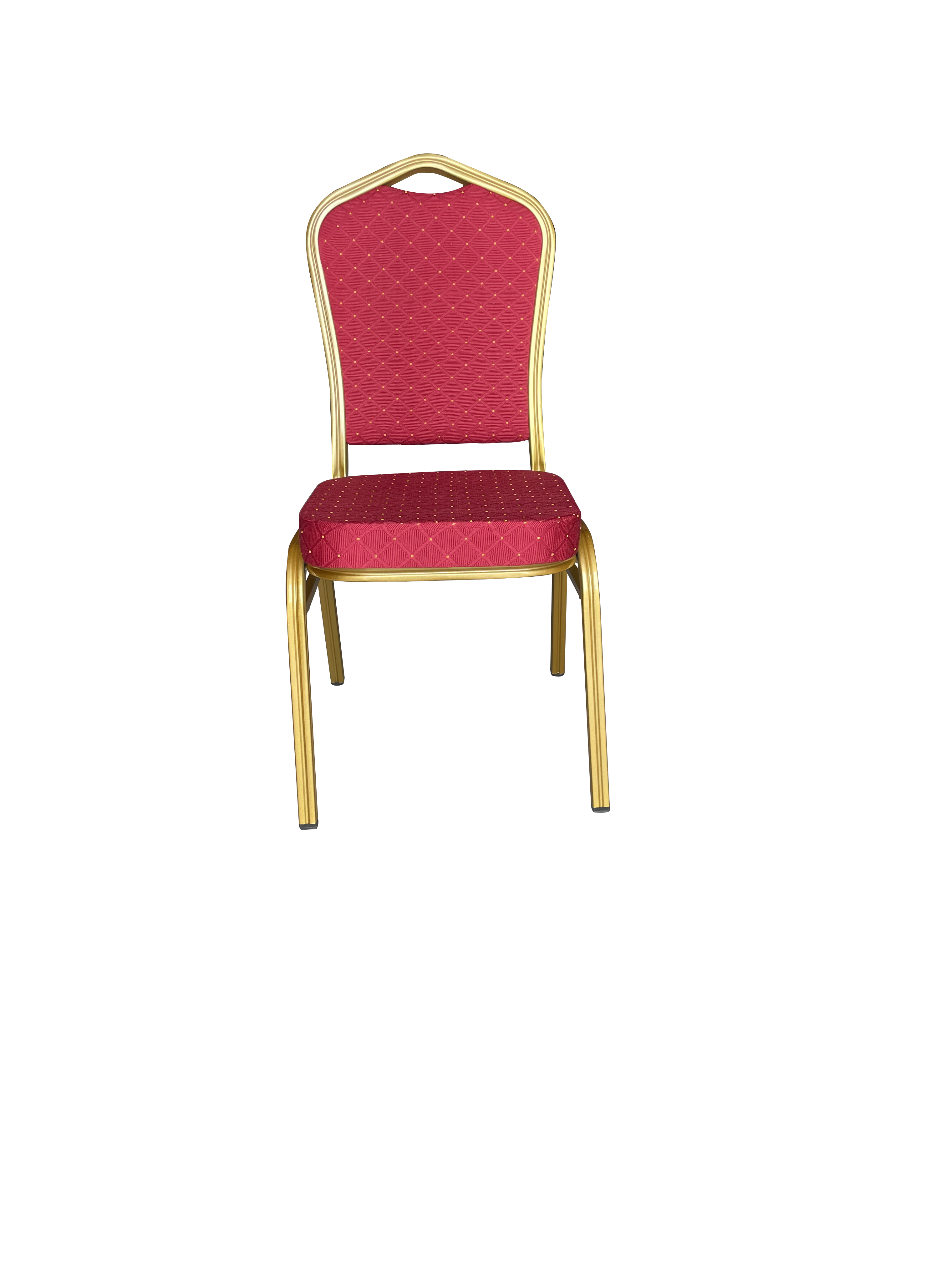 Golden Metal Portable With Red Cushion Upholstered Banquet Dining Hall Chairs Modern Luxury Party Banquet Wed Wedding Hotel Chai