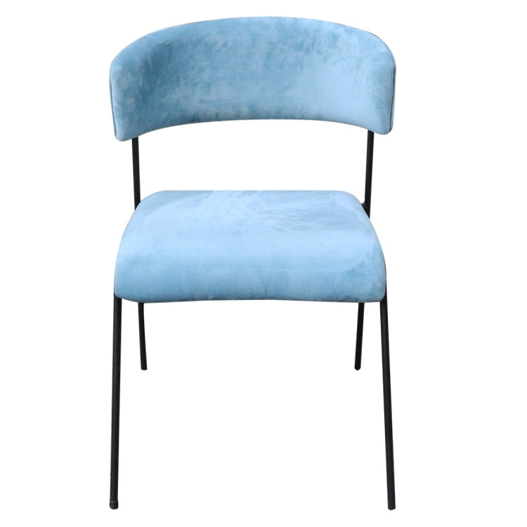 Wholesale Modern Blue Dinning Chairs Arm Rest Fabric Upholstered Accent Chair Hotel Restaurant Dining Chair