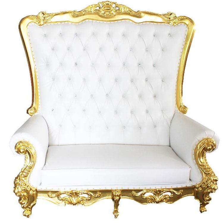 Italian Throne Chains Gold Back Event Genuine Leather Leisure Luxury Wedding King And Queen Chairs