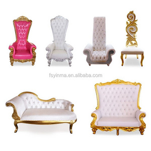 Factory Price Cheap White Weeding Luxurious High Back Luxury Lover Seat Velvet Royal King Queen Throne Sofa Chair Chaise