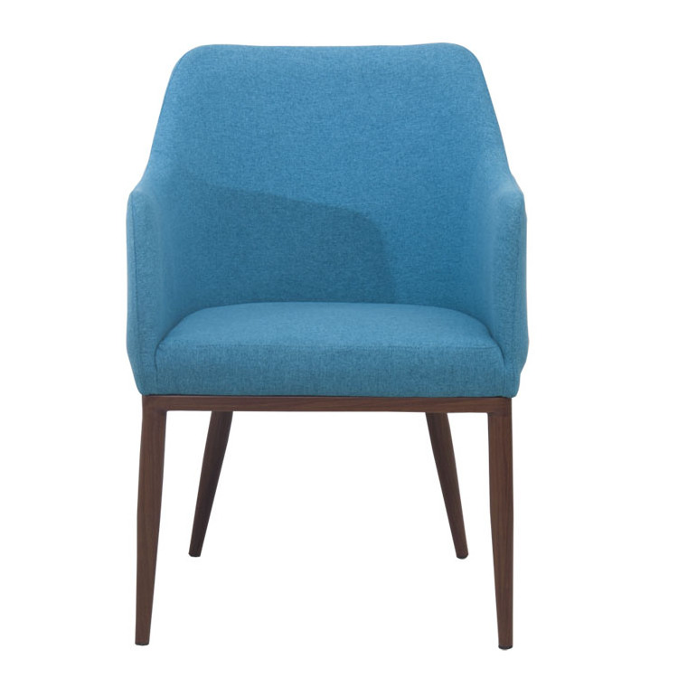 Wholesale Modern Blue Dinning Chairs Arm Rest Fabric Upholstered Accent Chair Hotel Restaurant Dining Chair