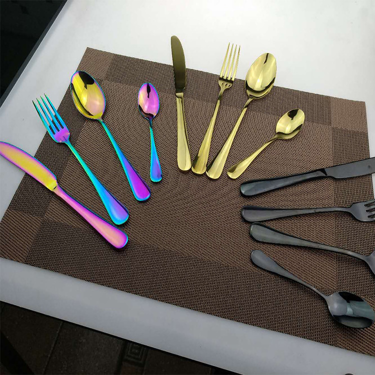 Stainless Steel Knife Fork And Spoon Cutlery Set Party Event Wedding Serving Matte Gold Plated Silverware Flatware Sets