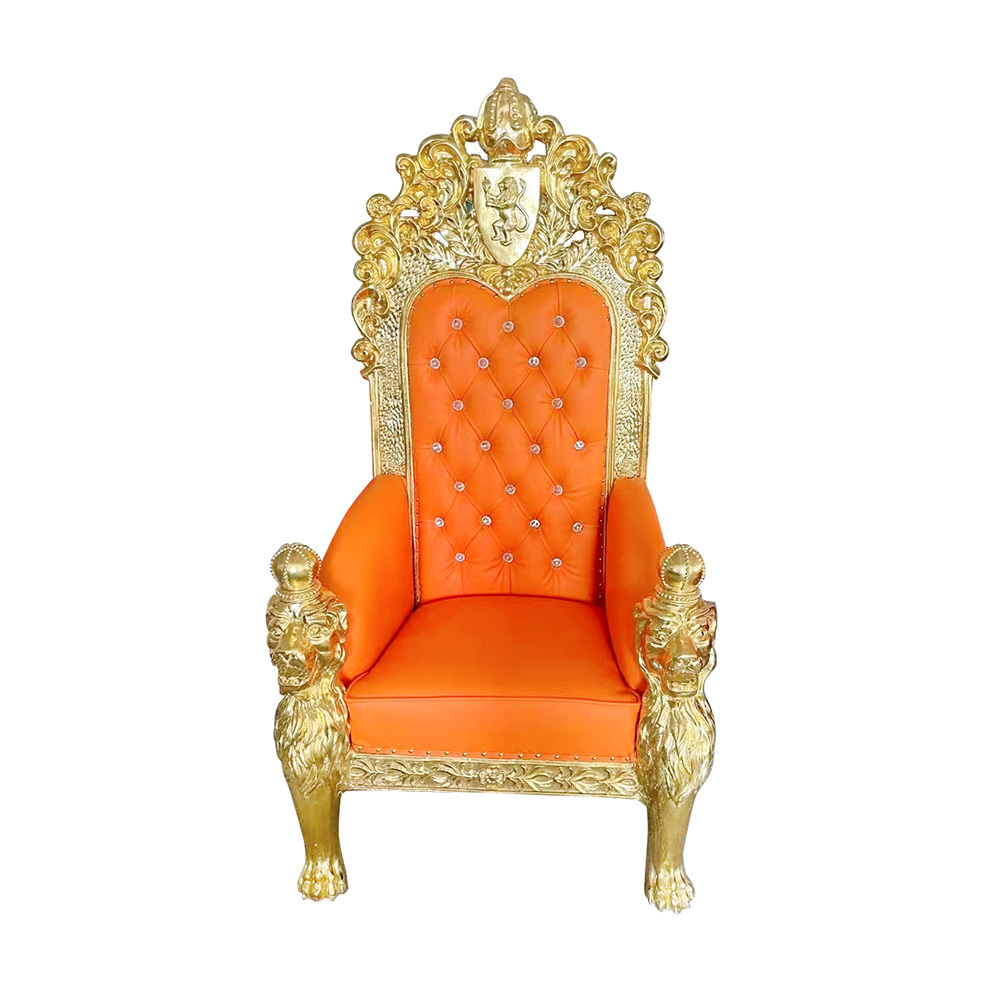 Royal Queen Prince Princess Bride Groom Leather High Back Button Tufted One Seat Throne Chairs Wedding Throne King Sofa Banquet