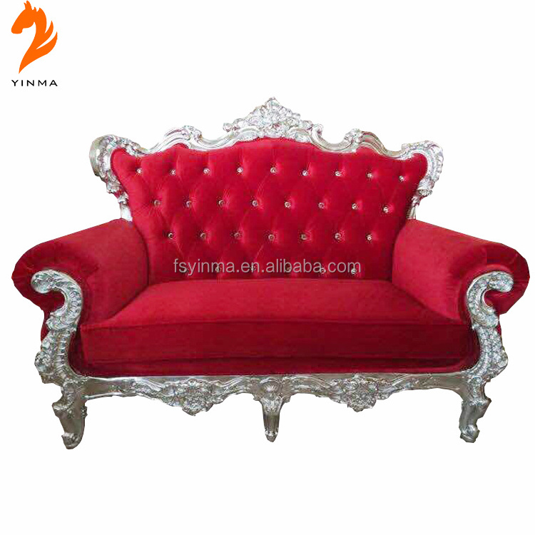 Factory Price Cheap White Weeding Luxurious High Back Luxury Lover Seat Velvet Royal King Queen Throne Sofa Chair Chaise