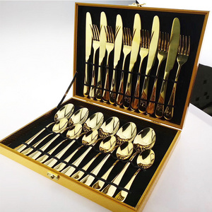 Stainless Steel Knife Fork And Spoon Cutlery Set Party Event Wedding Serving Matte Gold Plated Silverware Flatware Sets