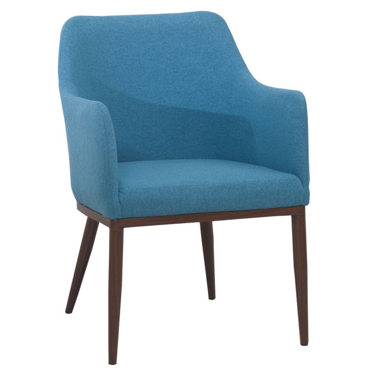 Wholesale Modern Blue Dinning Chairs Arm Rest Fabric Upholstered Accent Chair Hotel Restaurant Dining Chair