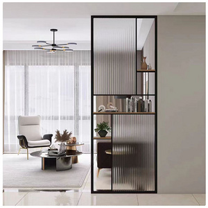 Home Decoration Tempered Glass Stainless Steel Screen Partition Living Room Wall Divider