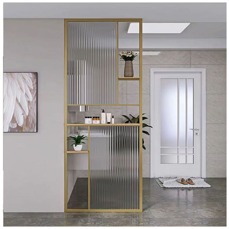 Home Decoration Tempered Glass Stainless Steel Screen Partition Living Room Wall Divider