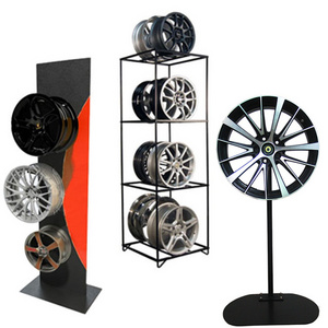 Cheap Price Car Showroom Floor Standing Metal Rim Display Rack Floor Standing Metal Alloy Auto Car Wheel Rim Display Stands