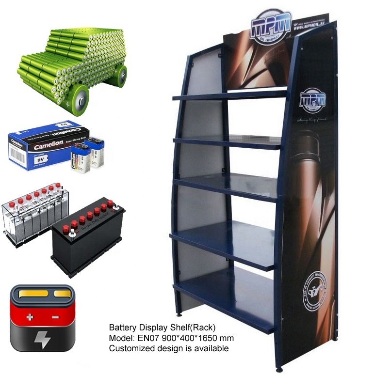 5 Tier Floor Standing Storage Battery Display Rack Shelf for Car