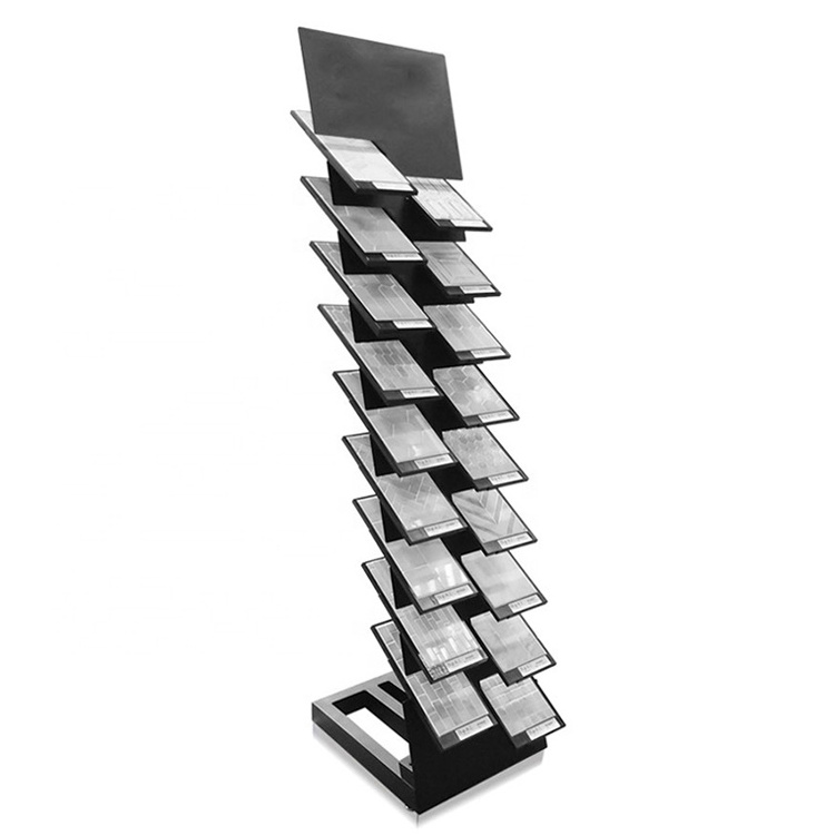 Tile Showroom Black Marble Sample Marble Mosaic Display Rack, Wall For Slab Tile Display Stand Rack