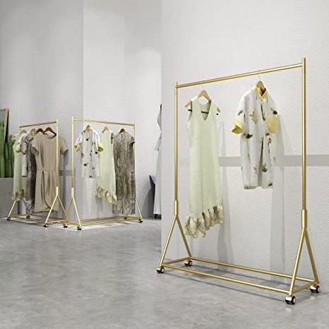 Wholesale Clothing Store Racks Display Garment Retail Clothes Rack Display Gold Golden Clothes Display Rack