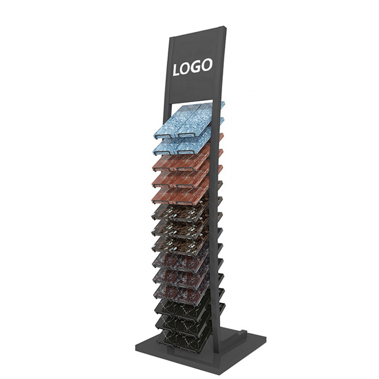 Tile Showroom Black Marble Sample Marble Mosaic Display Rack, Wall For Slab Tile Display Stand Rack