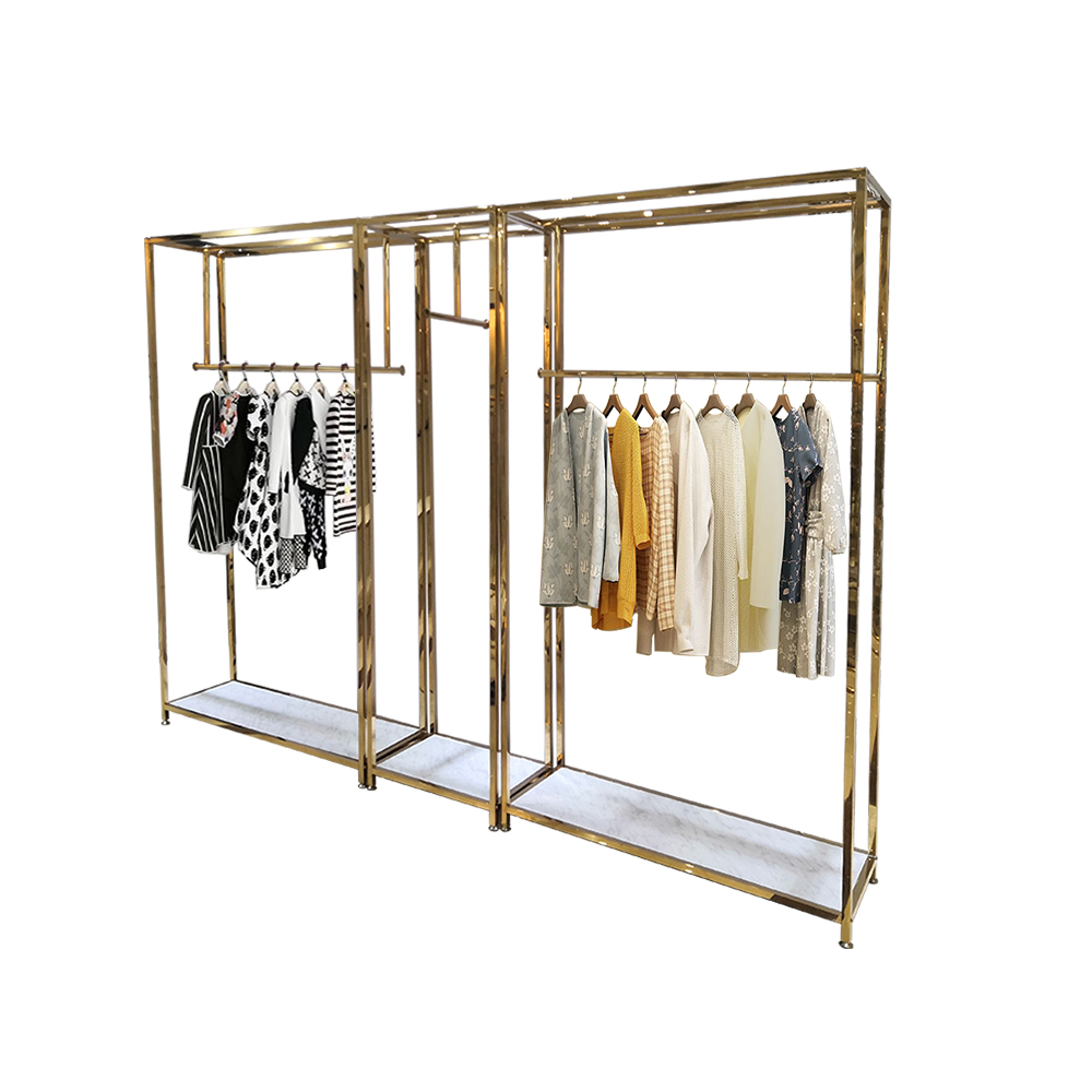 retail boutique clothing racks gold display stand For Shops