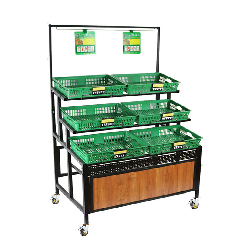 Low Price Modern Factory Price Save Space Shopping Market Fruit Vegetable Storage Display Rack Stand