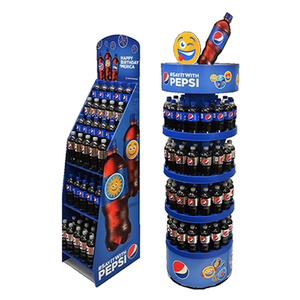 Customized Floor Type Metal Display Stand With Casters Pepsi Display Rack For Beverage