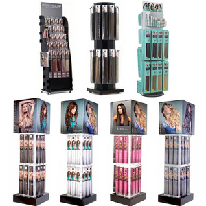 Customized Hook Floor Display Stand Rack For Hair Extension For Stores, Hair Bundle Hair Extension Display Racks