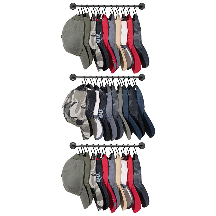 Wall Baseball Cap Organizer Holder Metal Hat Storage Display Rack Wall Mount Cowboy Hat Hooks Rack For Closet Bedroom Organize