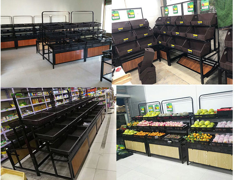 Low Price Modern Factory Price Save Space Shopping Market Fruit Vegetable Storage Display Rack Stand