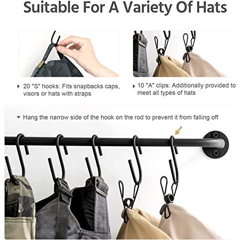 Wall Baseball Cap Organizer Holder Metal Hat Storage Display Rack Wall Mount Cowboy Hat Hooks Rack For Closet Bedroom Organize