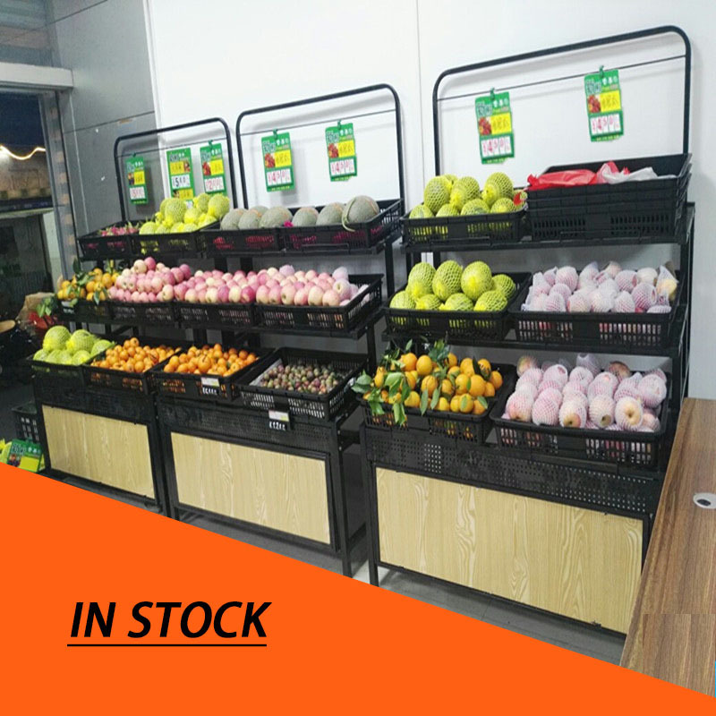 Low Price Modern Factory Price Save Space Shopping Market Fruit Vegetable Storage Display Rack Stand