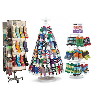 Customized Floor Metal Stand Rotating Sock Display Rack Gloves Display Rack