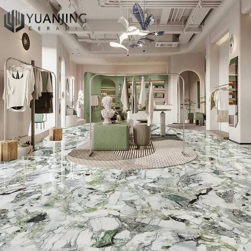 Brazilian cold jadeite Slate Wall Tiles Vitrified Carrara White Full Polished Glazed Porcelain Tile Living room hotel  mall