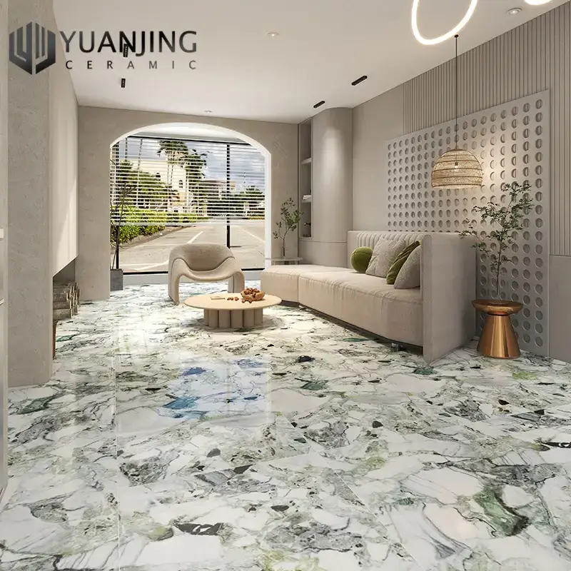 Brazilian cold jadeite Slate Wall Tiles Vitrified Carrara White Full Polished Glazed Porcelain Tile Living room hotel  mall