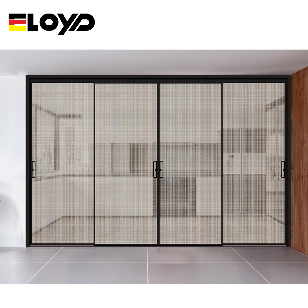 Eloyd exterior slide and swing doors aluminum slim narrow frame trackles sliding glass door for living room