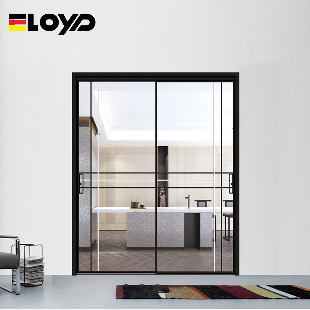 Eloyd exterior slide and swing doors aluminum slim narrow frame trackles sliding glass door for living room