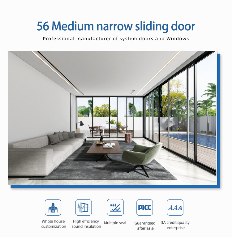 Eloyd  triple glass sliding door Double Glass Powder Coating exterior bi folding sliding doors