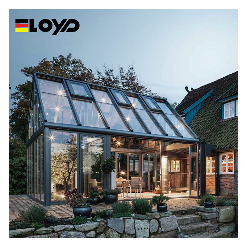 Luxury Modern prefabricated custom winter Low-e tempered garden glass sunlight room aluminum prefab glass house sunrooms