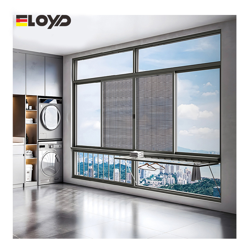 Eloyd hurricane impact bronze color sliding glass reception windows  big sliding aluminum windows with security screen