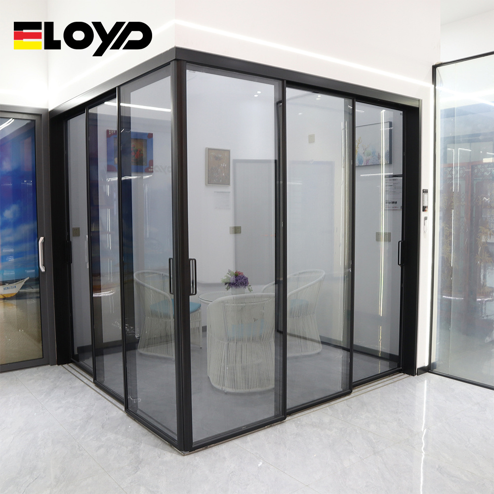 Eloyd exterior slide and swing doors Extremely narrow aluminum sliding shower glass door system