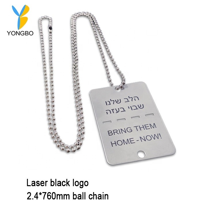 Most Popular Engraved Logo Custom Metal Dog Tag Stainless Steel Split Name Tag with Chain