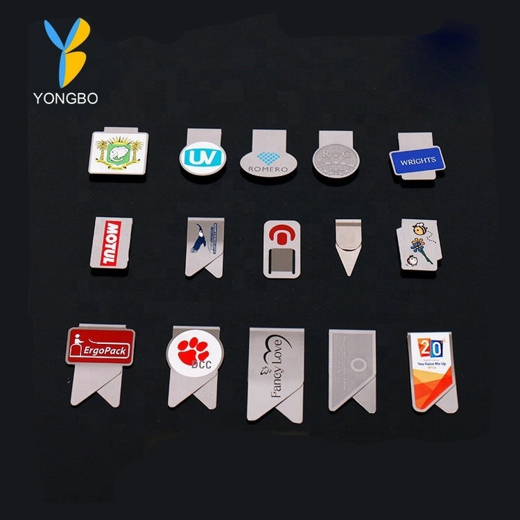 promotional custom flat stainless steel metal print logo paper clip