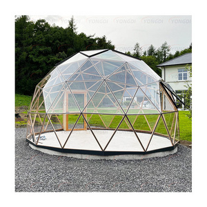 Low cost outdoor solar garden geodesic 6063 aluminum profile round glass plant dome greenhouse grow igloo tent