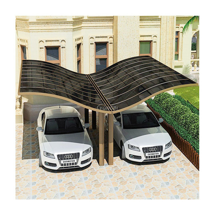 Modern s shaped pc panel cover aluminum frame car parking shed carport for garden