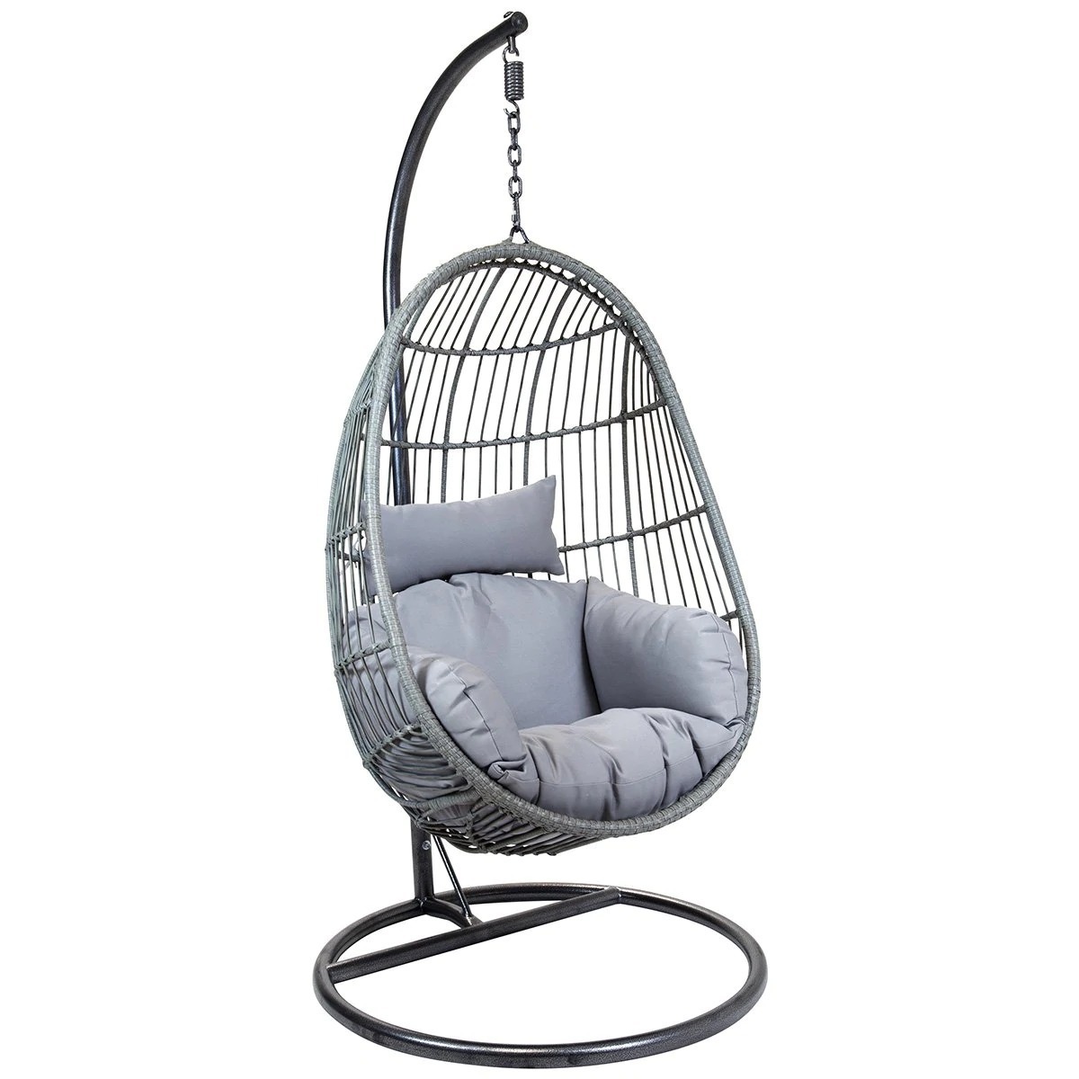 Garden rattan wicker waterproof hanging one person seat patio outdoor egg shaped swing chair