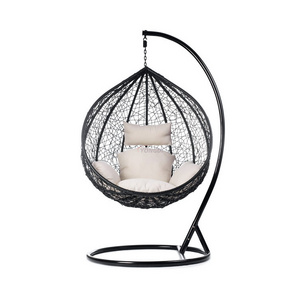 Garden rattan wicker waterproof hanging one person seat patio outdoor egg shaped swing chair