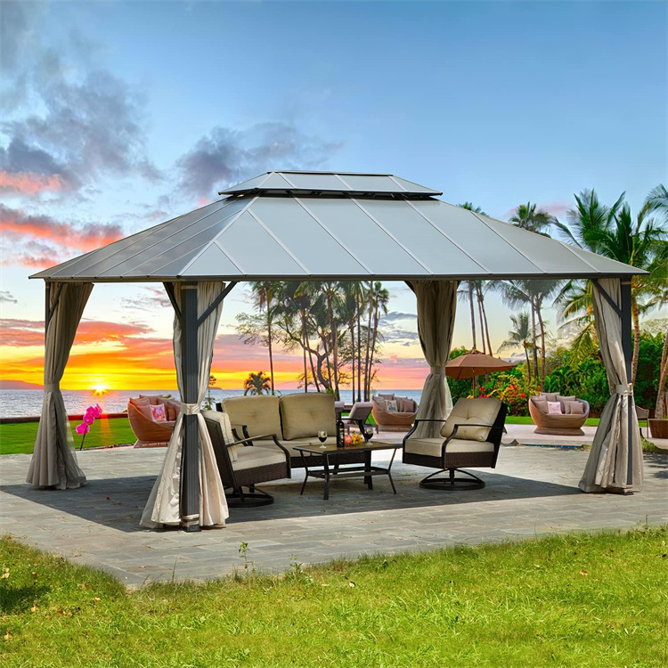 Wholesale 10x10ft pop up patio waterproof soft top metal roof frame garden canopy gazebo with sides