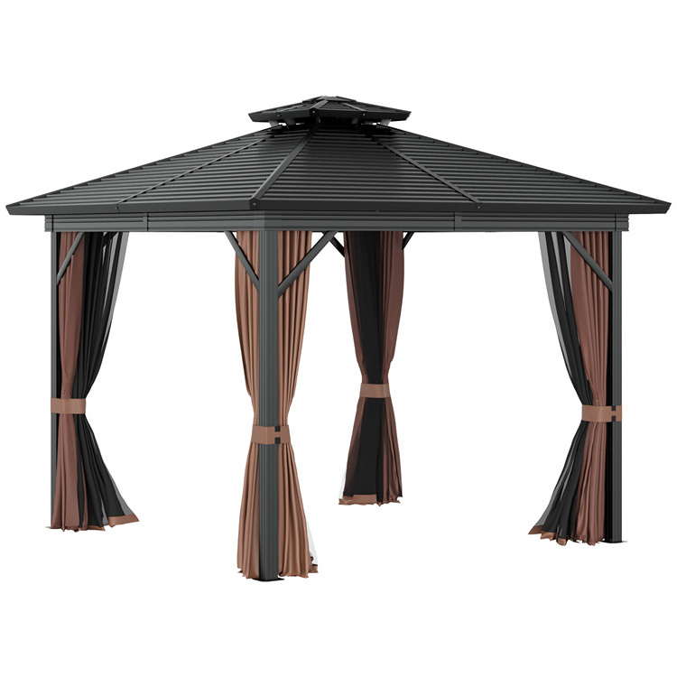 Wholesale 10x10ft pop up patio waterproof soft top metal roof frame garden canopy gazebo with sides