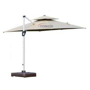 Luxury 10ft garden beach outdoor white parasol cover aluminum tilt offset cantilever patio umbrella with logo