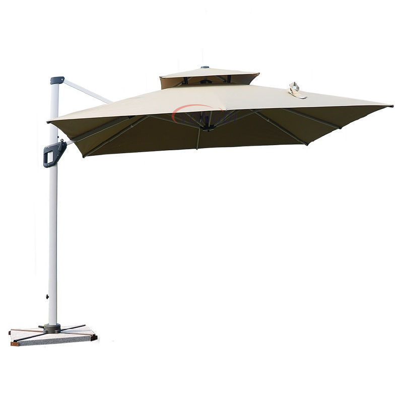 Luxury 10ft garden beach outdoor white parasol cover aluminum tilt offset cantilever patio umbrella with logo