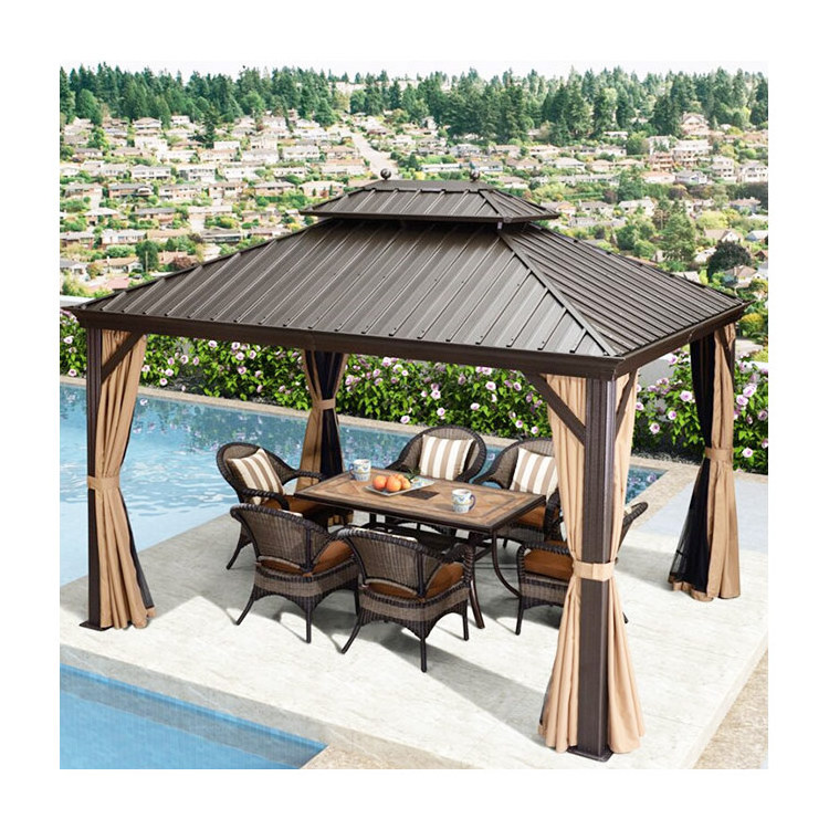 Commercial 3x4 steel top fabric curtain garden backyard pavilion waterproof polyester gazebo