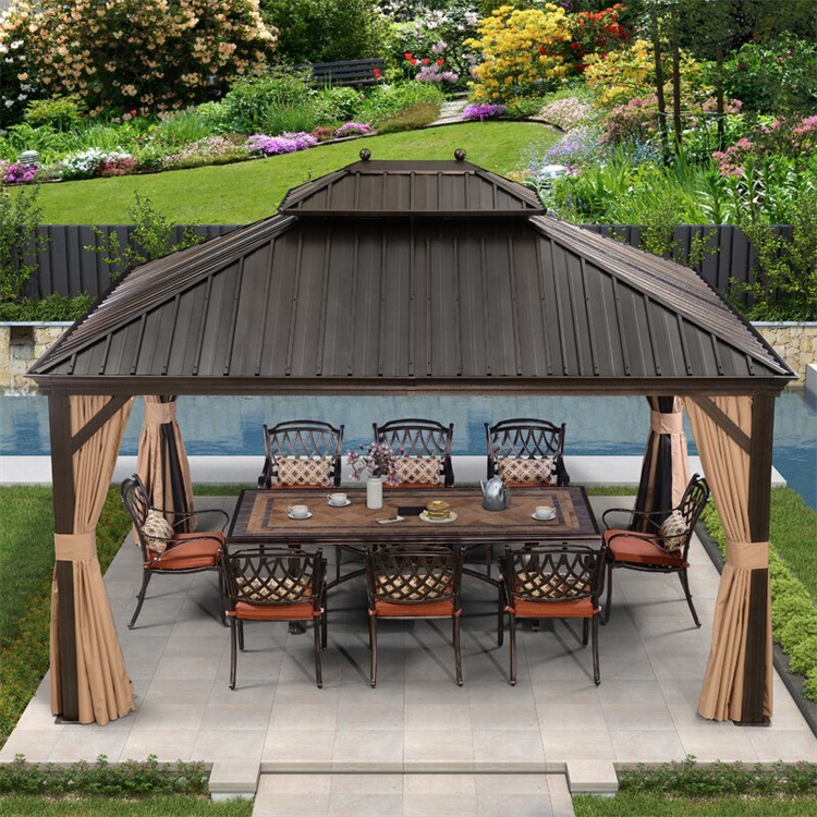 Commercial 3x4 steel top fabric curtain garden backyard pavilion waterproof polyester gazebo