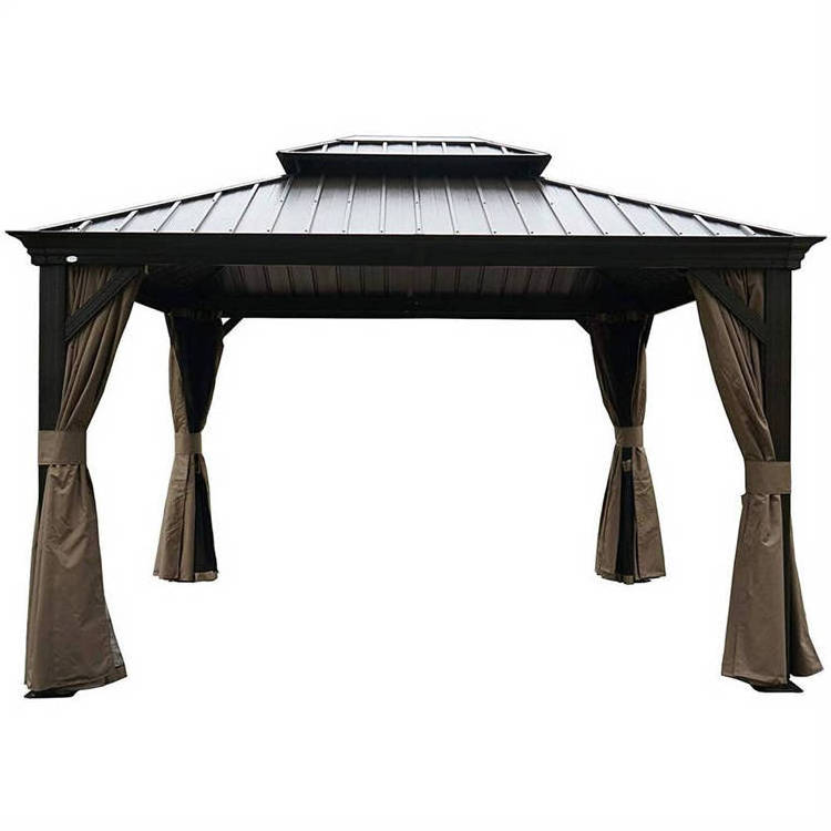 Luxury modern courtyard double hard cover 3x3 wind resistant canopy pergola tent roof gazebo